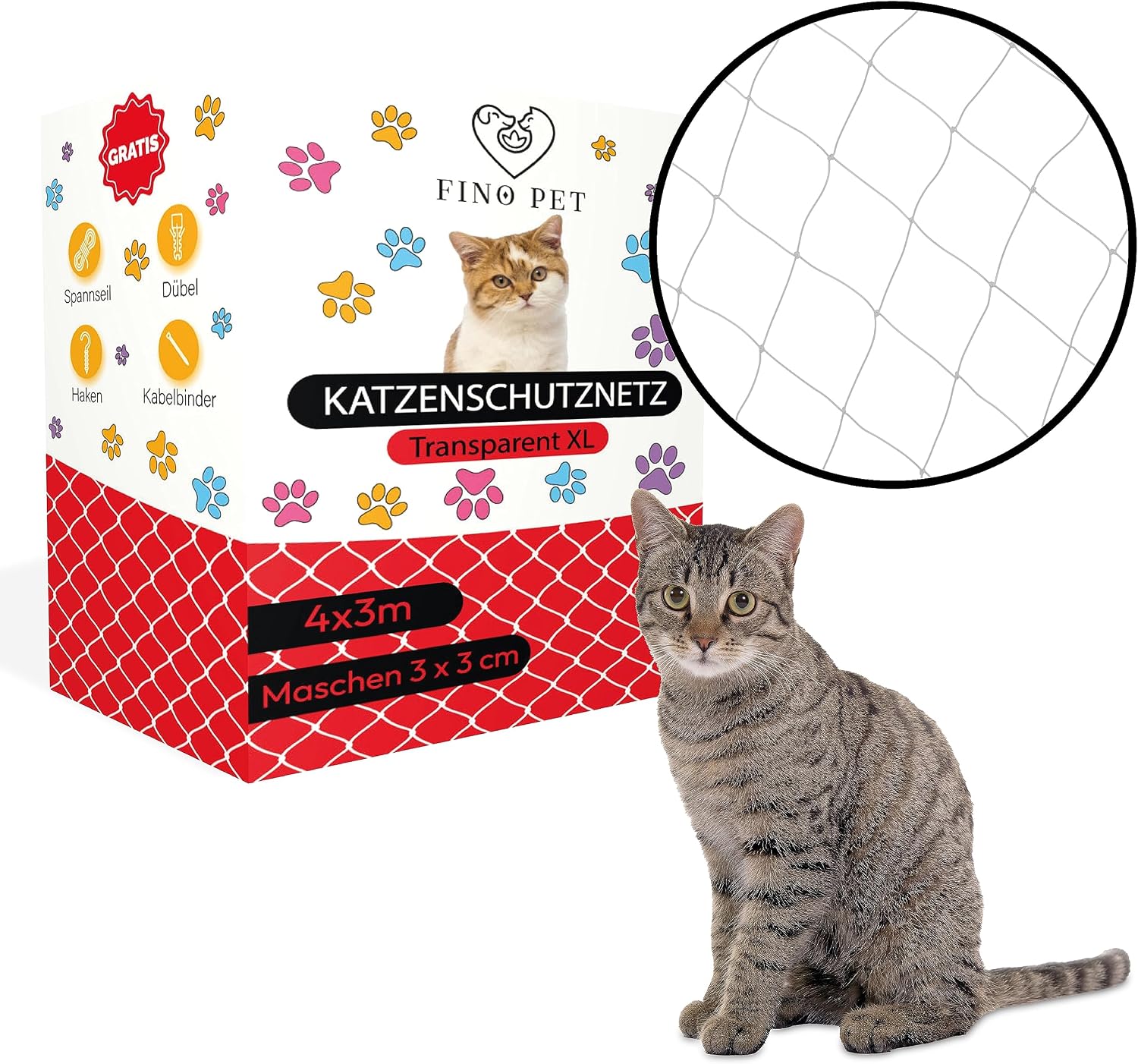 Katzennetz transparent – 4 × 3 m